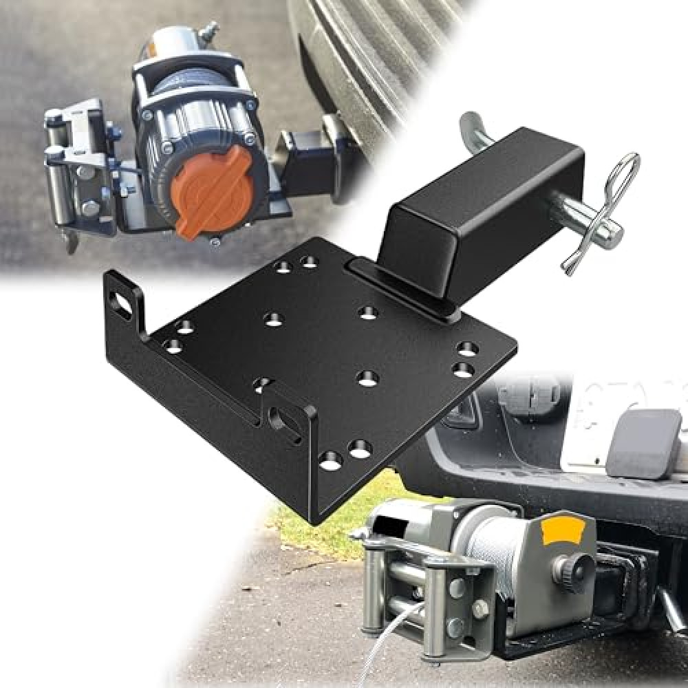 VONLX Universal Trailer Hitch Winch Mounting Plate with 2" Receiver, Winch Bracket Winch Mounting Plate Fit for ATVs, UTVs, Lawn and Garden Equipment Winch Bracket Mounting Bracket