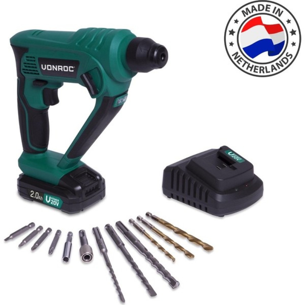 Vonroc Akülü Kırıcı-Delici – Vpower 20V – Dahil. 2.0AH Akü – 1.3 Joule – Sds-Plus – Dahil. Aksesuarlar Kırıcı Deliciler & Kırıcılar Fiyatı