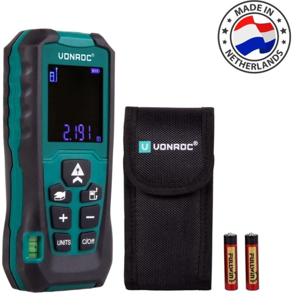 Vonroc Lazer Mesafe Ölçer – 60 Metre Mesafe – Özelleştirilebilir Ölçüm Referansı Nalburiye & Hırdavat Fiyatı
