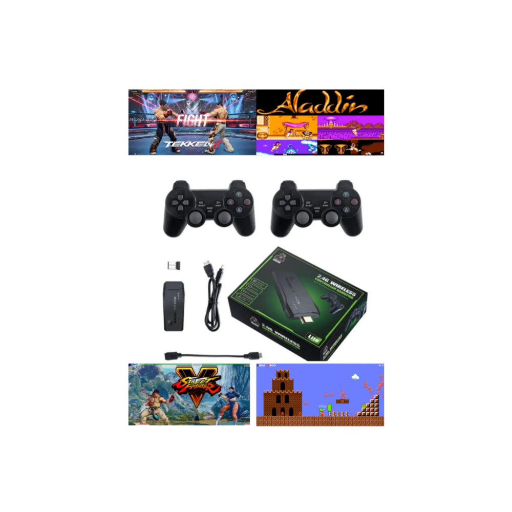VOOKA Oyun Konsolu 2.4g Kablosuz Çift Kol Nostaljik Oyunlar 4k Game Stick 10.000 Oyun Atari Gaming Atari Oyun Konsolları Fiyatı