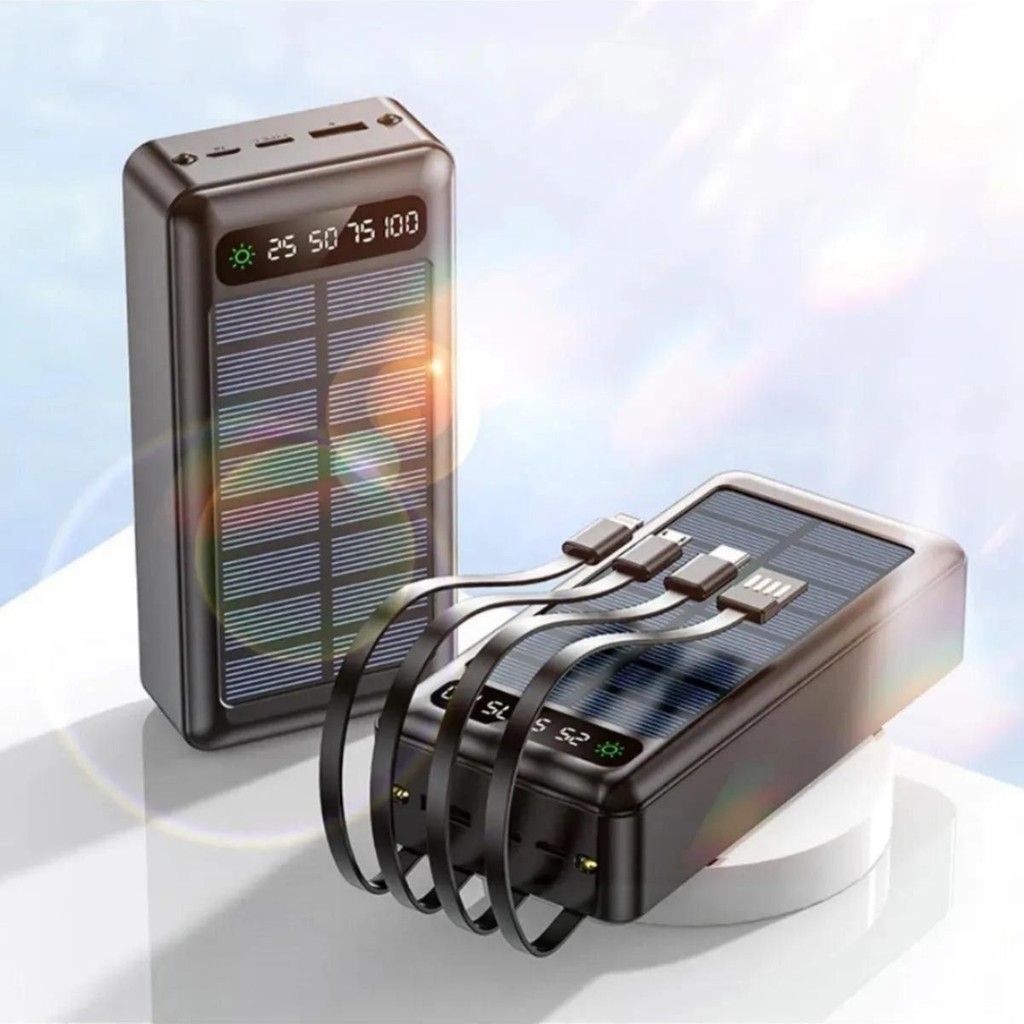 vooka Solar 20.000 mAh Güneş Enerjili LED Işıklı Powerbank Şarj Aleti 2x USB Çıkışlı Mikro Tycp - Siyah Taşınabilir Şarj Cihazı - Powerbank Fiyatı