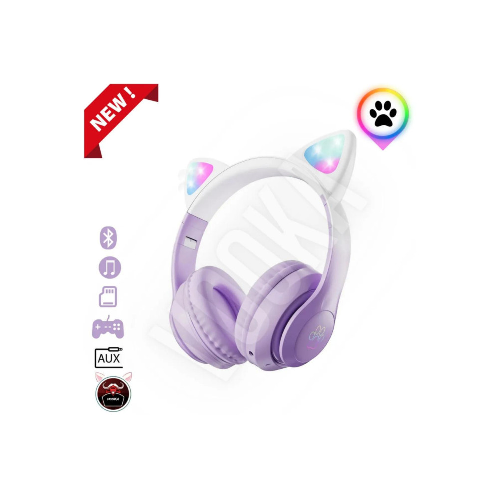 VOOKA Toygo Kedi Kulaklık 5.0 Akıllı Rgb Led Detaylı Bluetooth Kablosuz Kulaklık Çocuk Yeni Kulak Üstü Kulaklık Fiyatı