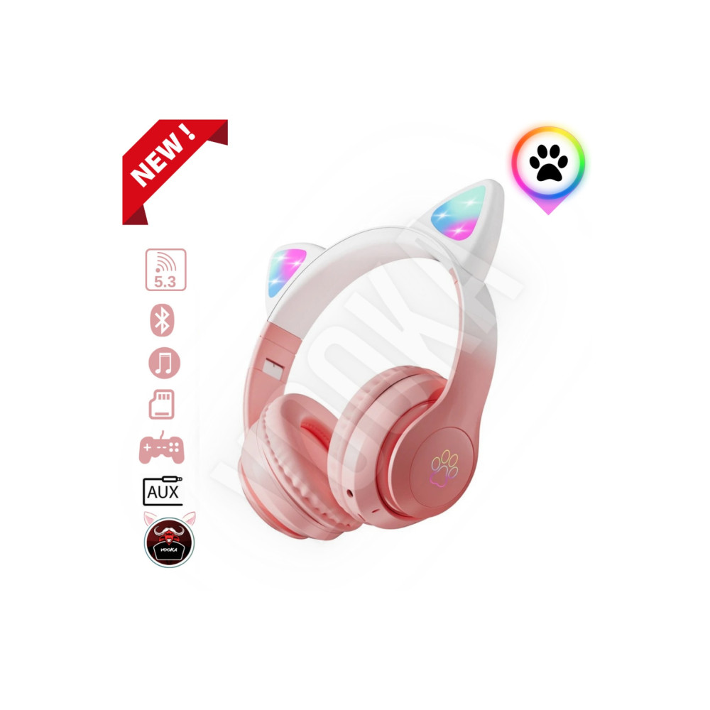 VOOKA Toygo Kedi Kulaklık Pro 5.3 Akıllı Rgb Led Detaylı Bluetooth Kablosuz Kulaklık Çocuk Yeni Kulak Üstü Kulaklık Fiyatı