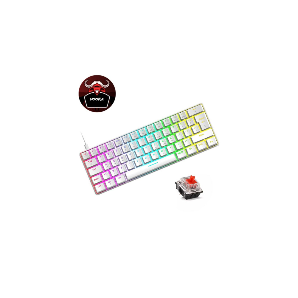 VOOKA Trol Red Switch Mini Rgb Oyun Klavyesi Gaming Mekanik 62 Tuşlu 18 Rgb Led Usb Tip-c Kablosu Beyaz Oyuncu Klavyesi Fiyatı