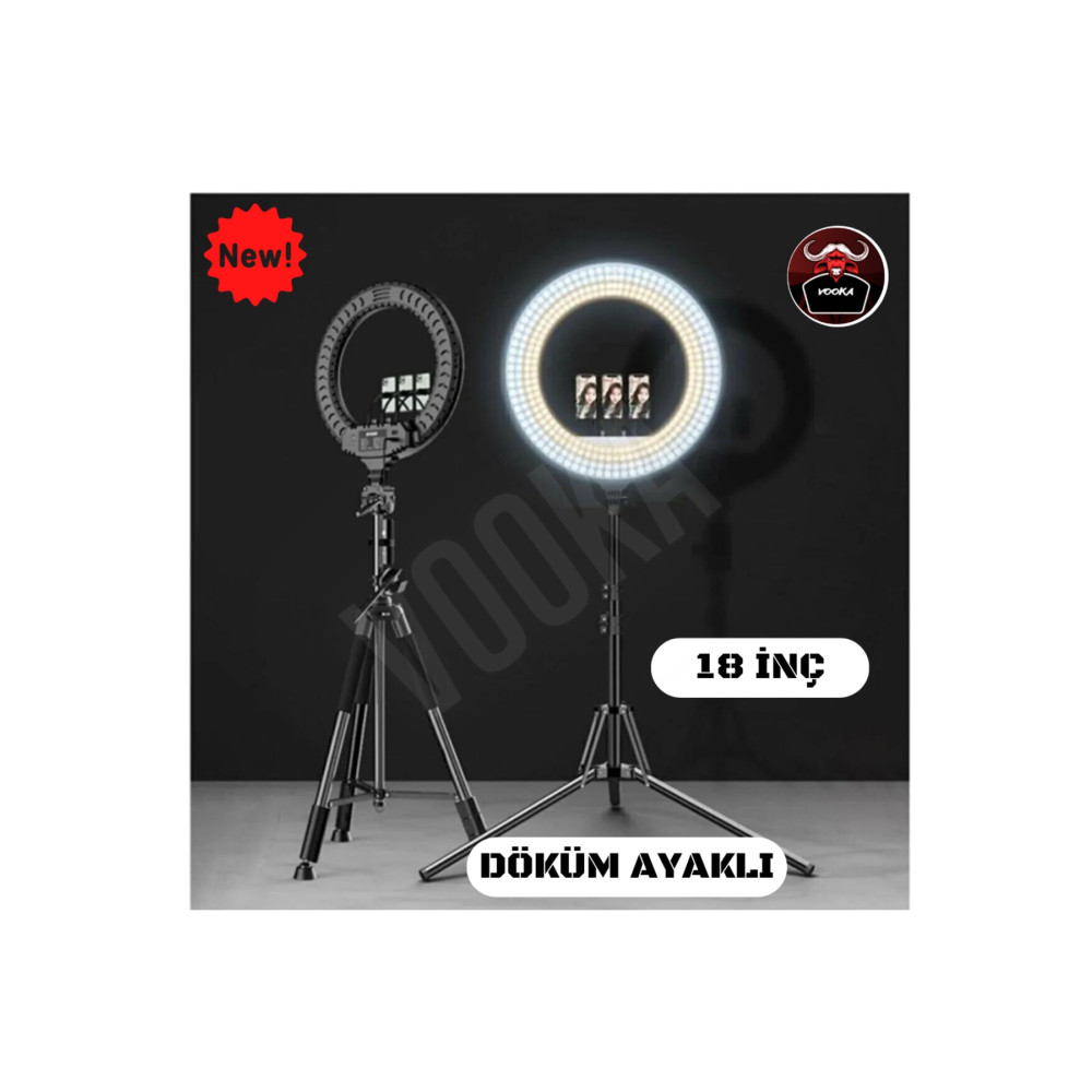 VOOKA Vilya Megalüx Döküm Ayaklı Profesyonel Kuaför Makyaj Çekimleri 18ınç 460 Led Kumandalı Ring Lıght Fotoğraf Makinesi Aksesuarları Fiyatı