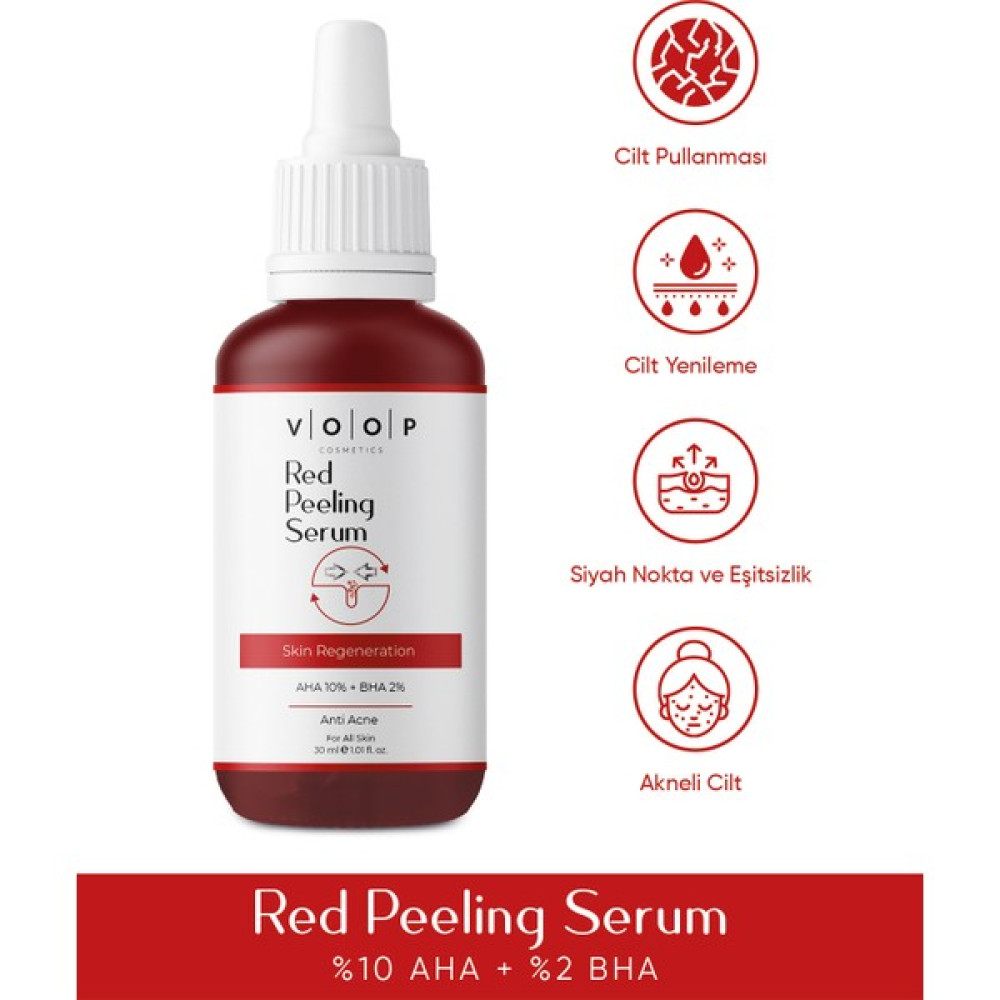 VOOP Cilt Bakımı Ve Yüz Serumu | Leke Karşıtı Özellikli Kırmızı Peeling Serum - 30 ml | %10 Aha, %2 Bha Anti-Aging / Yaşlanma Karşıtı Fiyatı