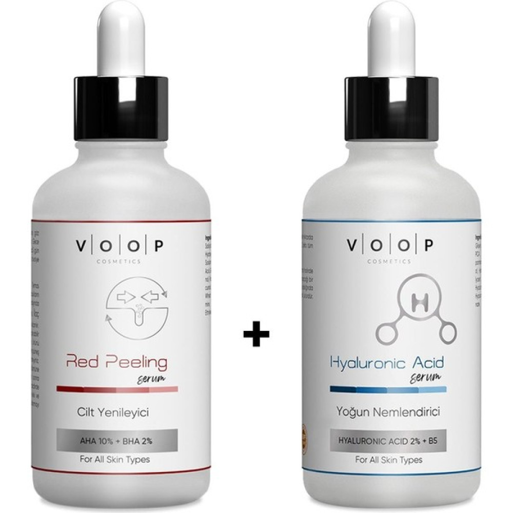 Voop Red Peeling Cilt Yenileyici Serum 30 ml + Hyaluronic Acid Yoğun Nemlendirici Serum 30 ml Anti-Aging / Yaşlanma Karşıtı Fiyatı