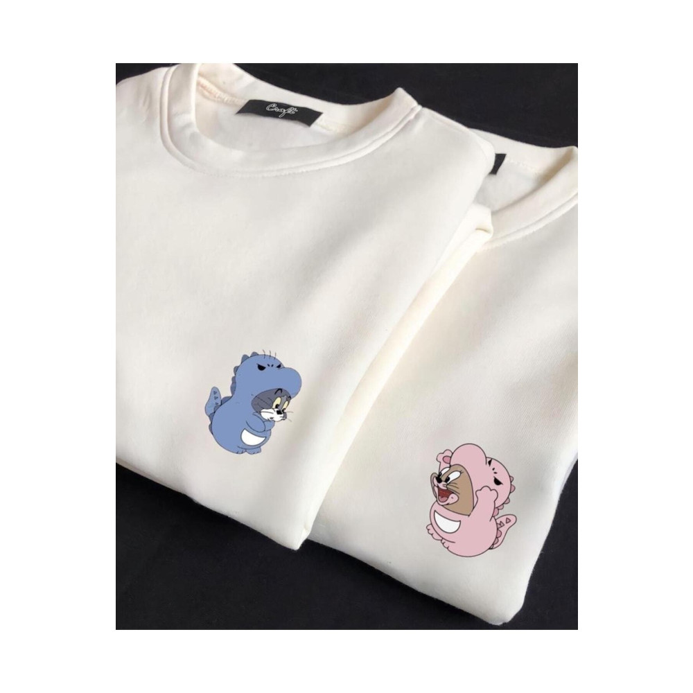 Vordevia Sevimli Tom Ve Jerry Çift Kombini M/L Beden Bayan Sweatshirt Fiyatı