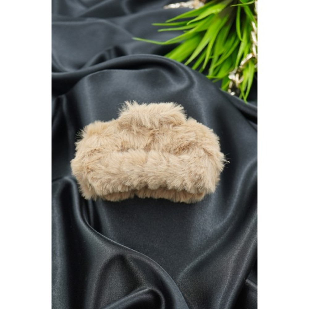 Vorte Peluş Tüylü Köşeli Mandal Toka - 8.5 cm Uzunluğunda, Açık Kahverengi Toka, Taç & Saç Bandı Fiyatı