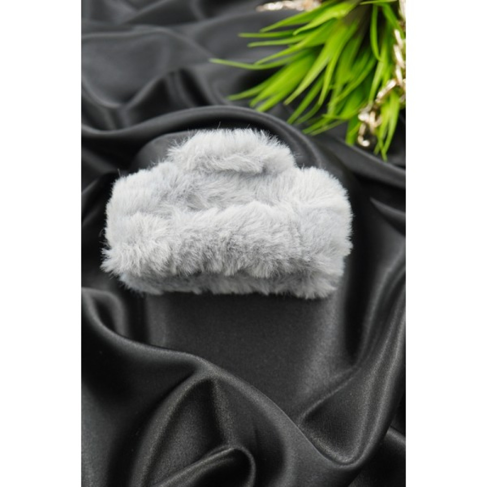 Vorte Peluş Tüylü Köşeli Mandal Toka - 8.5 cm Uzunluğunda, Gri Toka, Taç & Saç Bandı Fiyatı