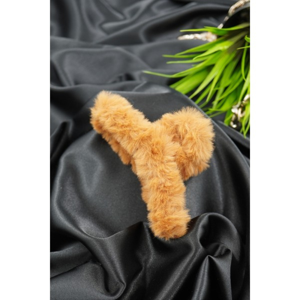 Vorte Tüylü Peluş Mandal Toka - 11.5 cm Uzunluğunda, Açık Kahverengi Toka, Taç & Saç Bandı Fiyatı