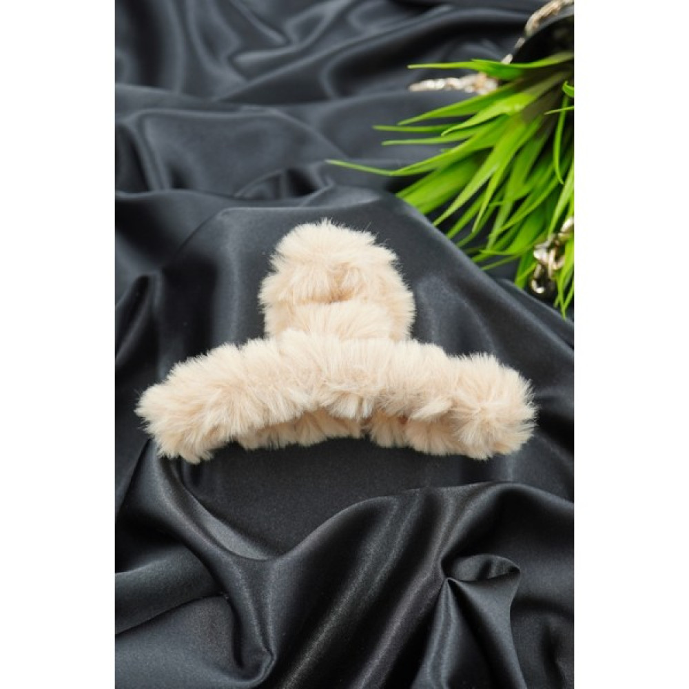 Vorte Tüylü Peluş Mandal Toka - 11.5 cm Uzunluğunda, Krem Rengi - Bej Toka, Taç & Saç Bandı Fiyatı
