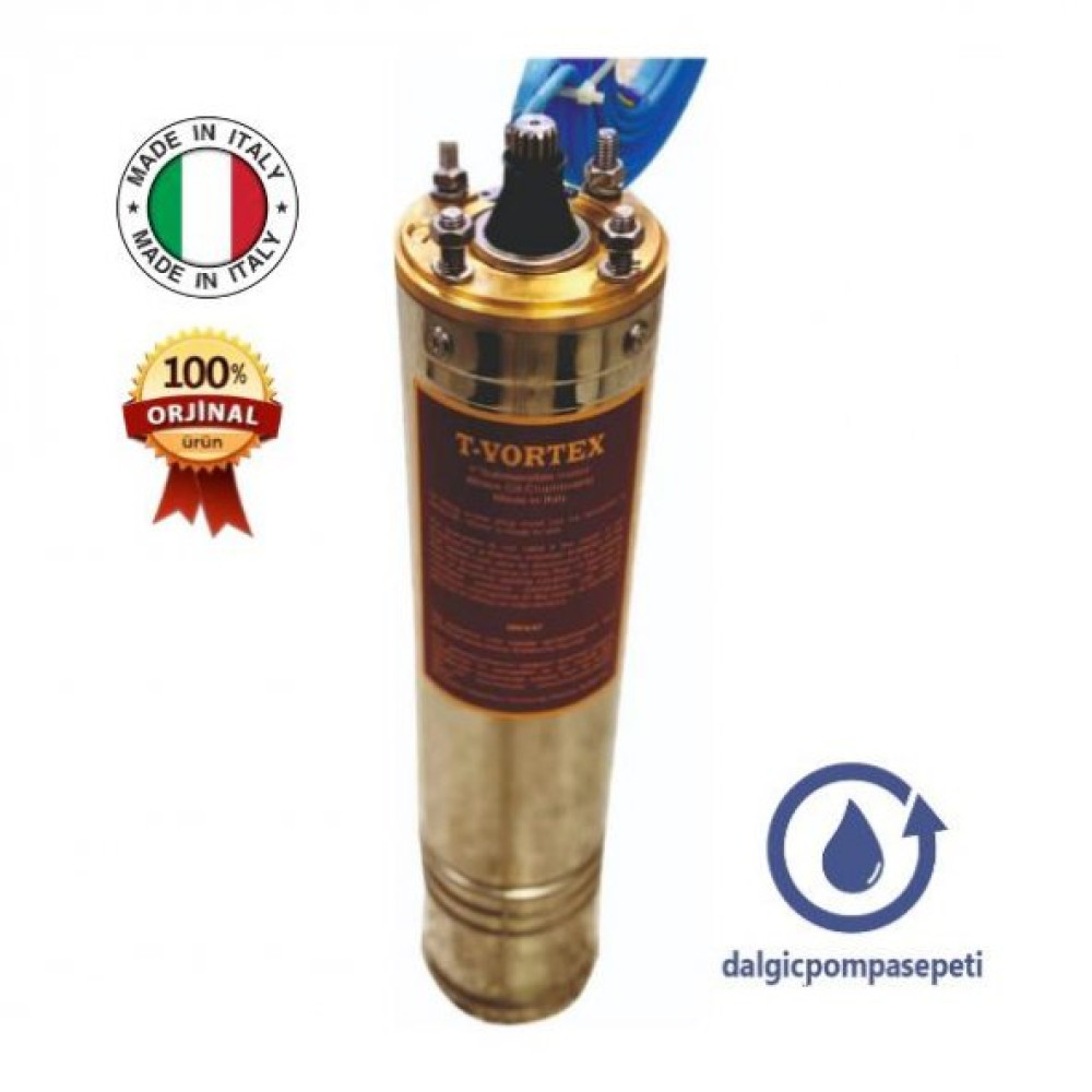 Vortex 4" T-Vrm 075 - 220 V Italyan Mali Dalgic Pompa Motoru - 0,75 Hp Dalgıç Pompası Fiyatı