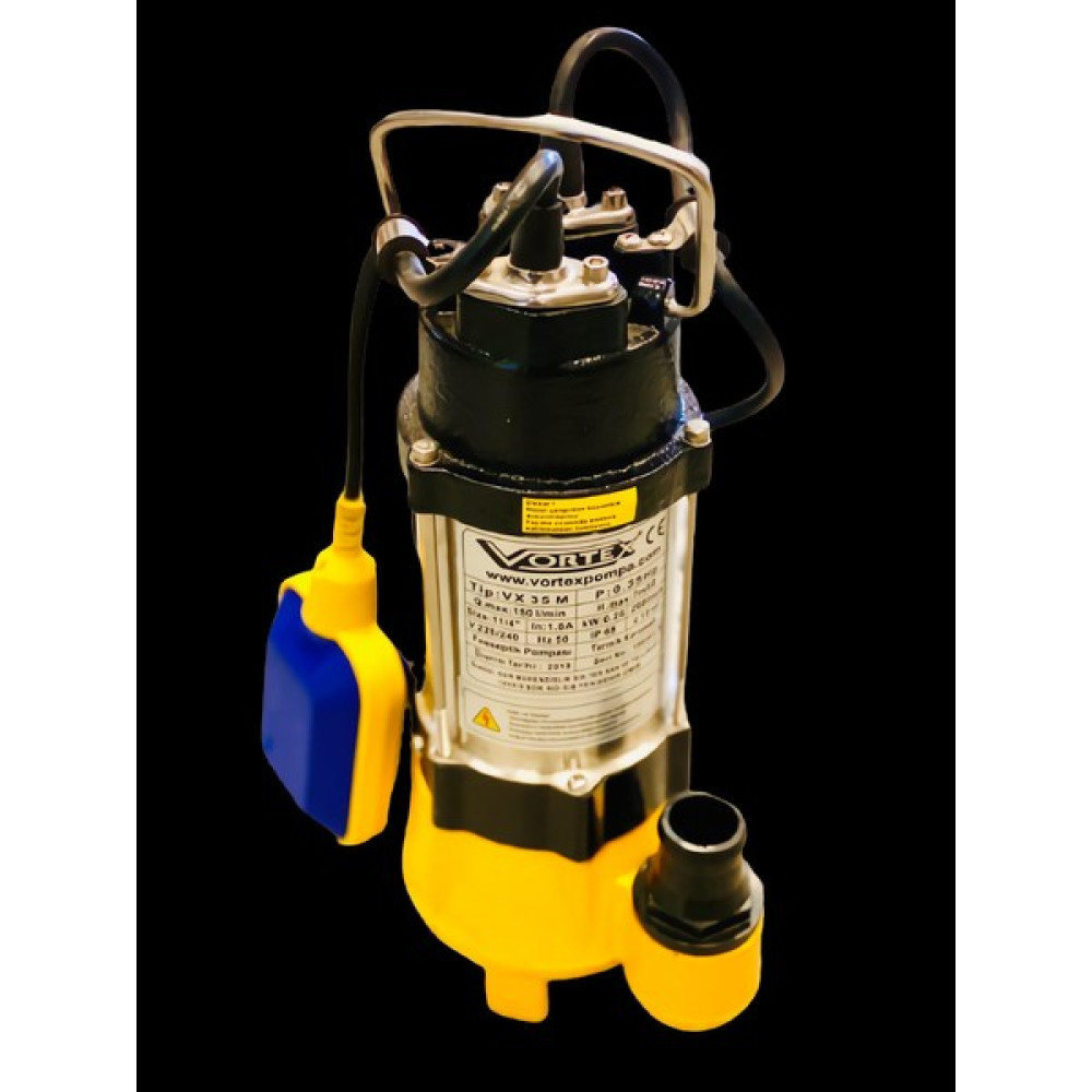 Vortex Vx - 35 M 0.35 Hp 1'1/2'' Pis Su Foseptik Parçalayıcı Dalgıç Pompa (Açık Fanlı) Su Motoru Fiyatı
