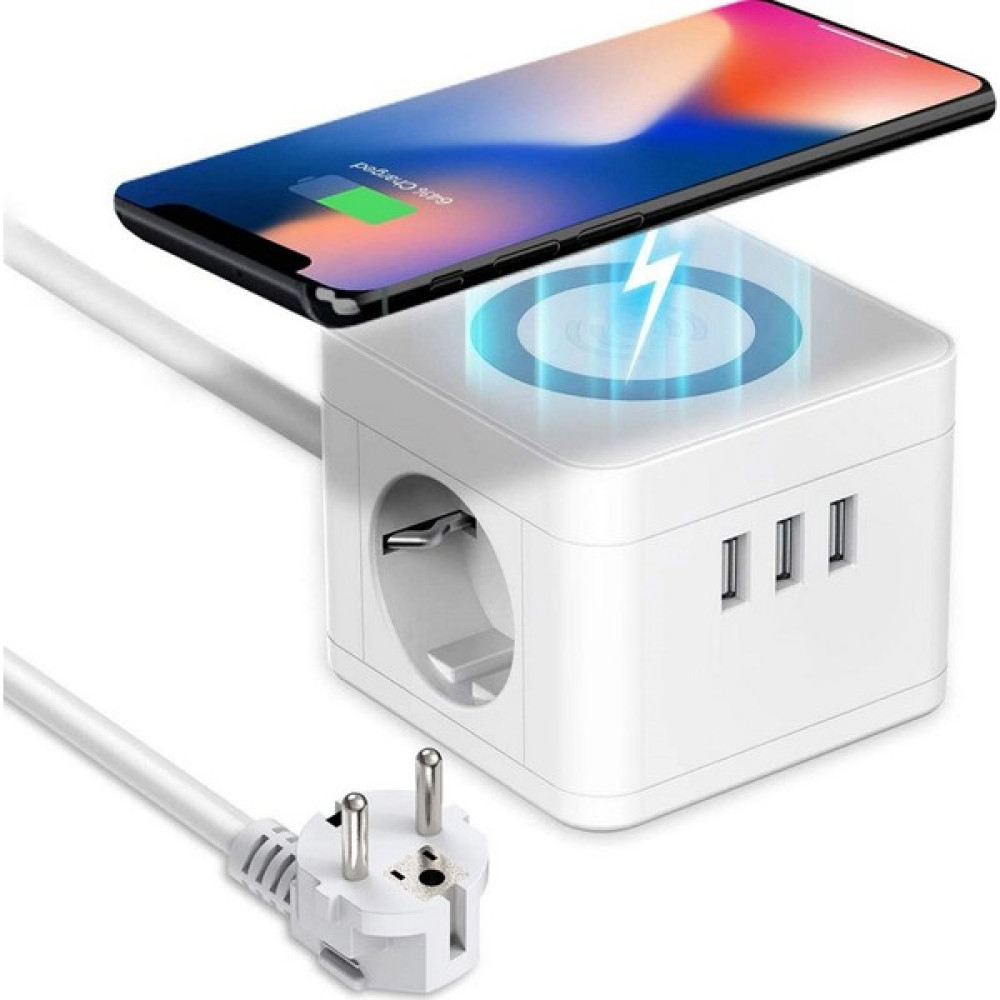 Vothoon Termal Akım Korumalı Isıya Dayanıklı Kablolu Priz 2x Priz, 3x Usb, 1x Wireless Kablosuz Şarj 2.4 Amper Kablolu Priz Prizler Fiyatı