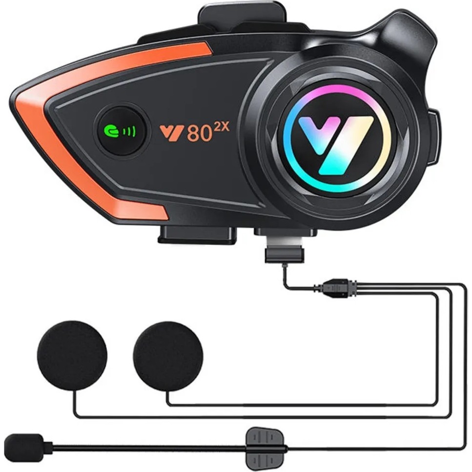 Vothoon Yeni Model Y80-2X Motosiklet Intercom 2 Kişilik Bağlantı Rgb Işıklı Bluetooth Kulaklık Seti Bluetooth Kulaklık Fiyatı