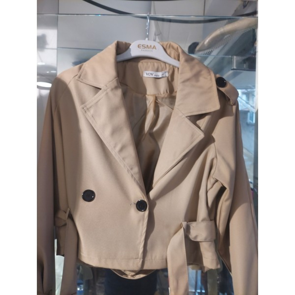 Vov Style Mini Trençkot Kuşaklı Astarlı Kadın Trençkot Fiyatı