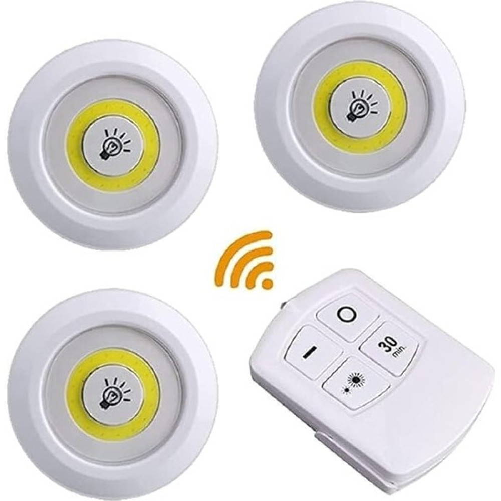 Voxify Uzaktan Kumandalı 3 Lü Spot LED Lamba Kablosuz Pilli Işıldak LED Aydınlatma Tezgah Altı Aydınlatma Elektrik ve Aydınlatma Fiyatı