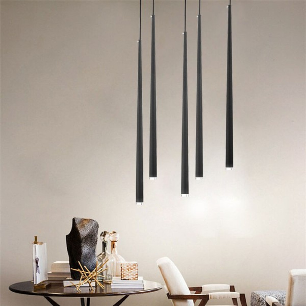 voxlamp lighting solutions Conical 52CM Beşli Yuvarlak Rozans Sarkıt LED Avize - Siyah - 5'li Avize Fiyatı