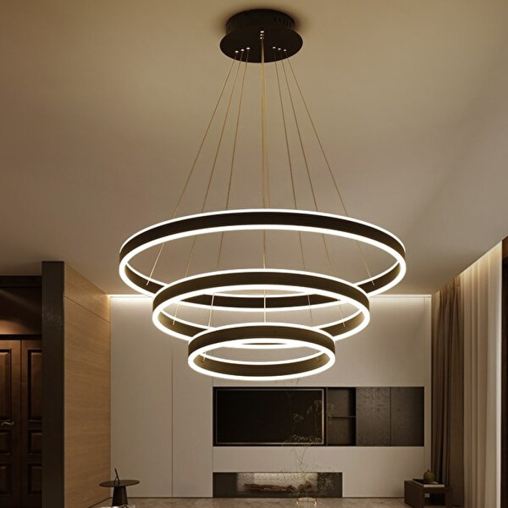 voxlamp lighting solutions LED Alt Üst Işıklı Çember Sarkıt LED Avize - Siyah - 3'lü Avize Fiyatı