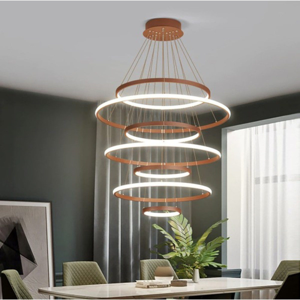 voxlamp lighting solutions Wristlet 7'li Sarkkıt LED Avize 100-90-80-80-60- 40-20 Cm Çap - Rose - Bakır Avize Fiyatı