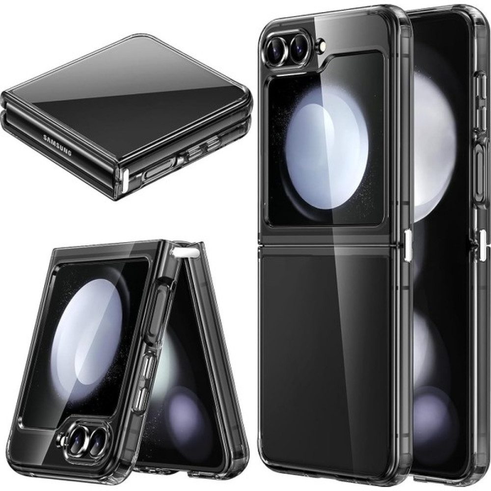Voyo Galaxy Z Flip 5 Çift Parça Transparan Kapak Kılıf - Siyah - Şeffaf Cep Telefonu Kılıfı Fiyatı