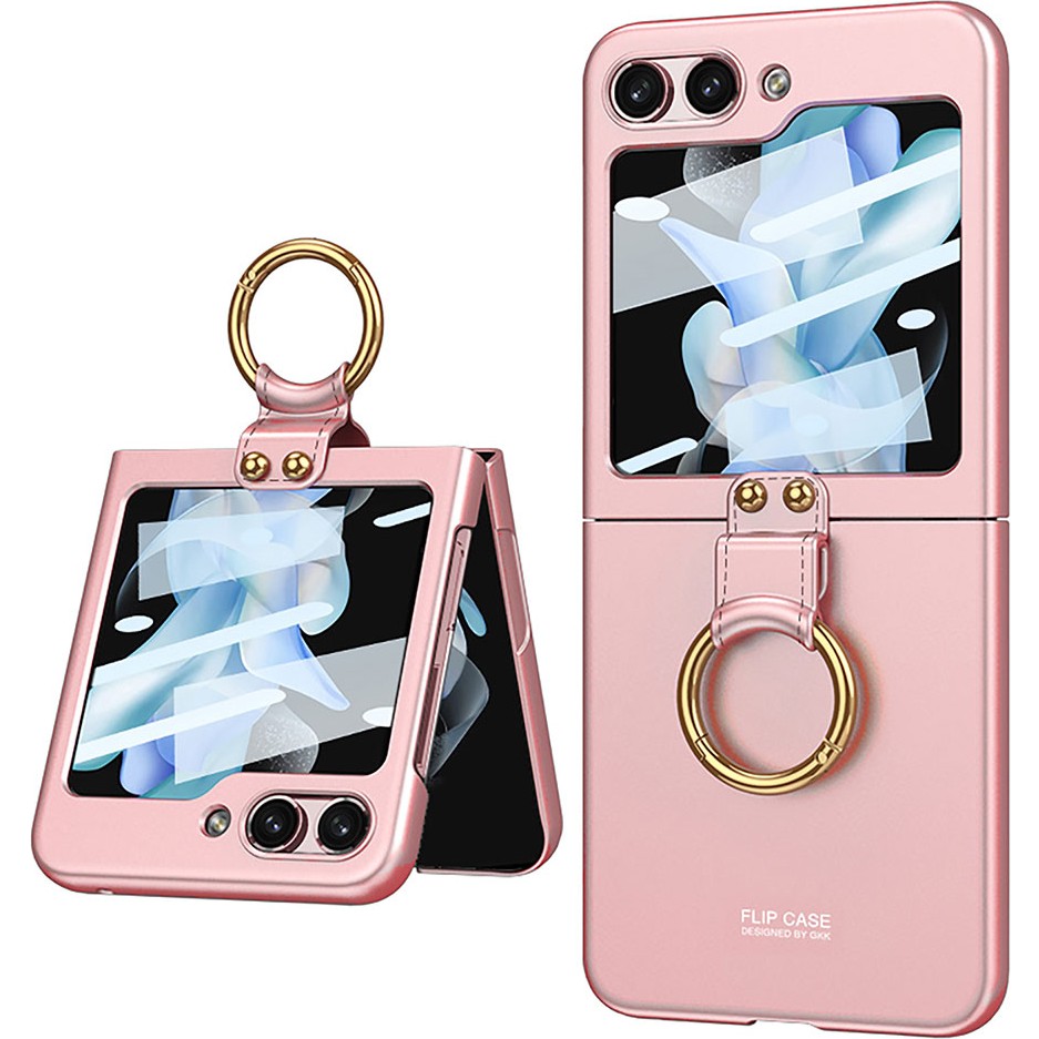 Voyo Galaxy Z Flip 5 Yüzüklü Çift Parça Şık ve Koruyucu Kapak Kılıf - Pembe Cep Telefonu Kılıfı Fiyatı