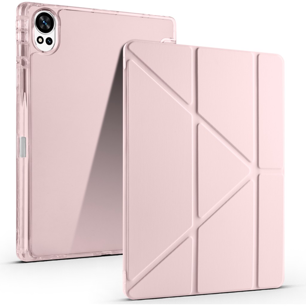 Voyo Huawei Matepad 12X Uyumlu Standlı Fold Kılıf Sağlam Kalem Bölmeli Kapak Vyfolding - Pembe Tablet Kılıfı Fiyatı