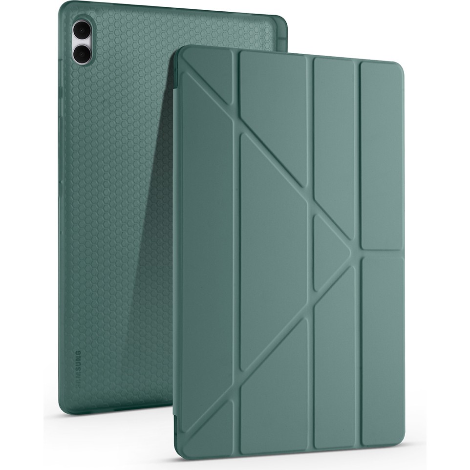 Voyo Samsung Galaxy S11 Ultra Uyumlu Standlı Fold Kılıf Sağlam Kalem Bölmeli Kapak Vyfolding - Galaxy Tab S11 Ultra - Koyu Yeşil Tablet Kılıfı Fiyatı