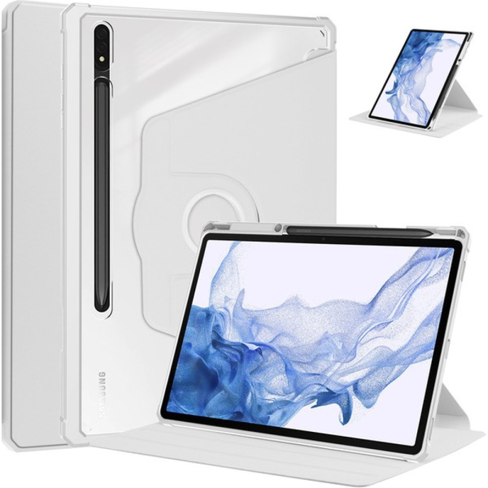 Voyo Samsung Galaxy Tab S7 Fe Lte ( T730-T733-T736-T737) Kalem Bölmeli Dönebilen Standlı Kılıf - Gri Tablet Kılıfı Fiyatı