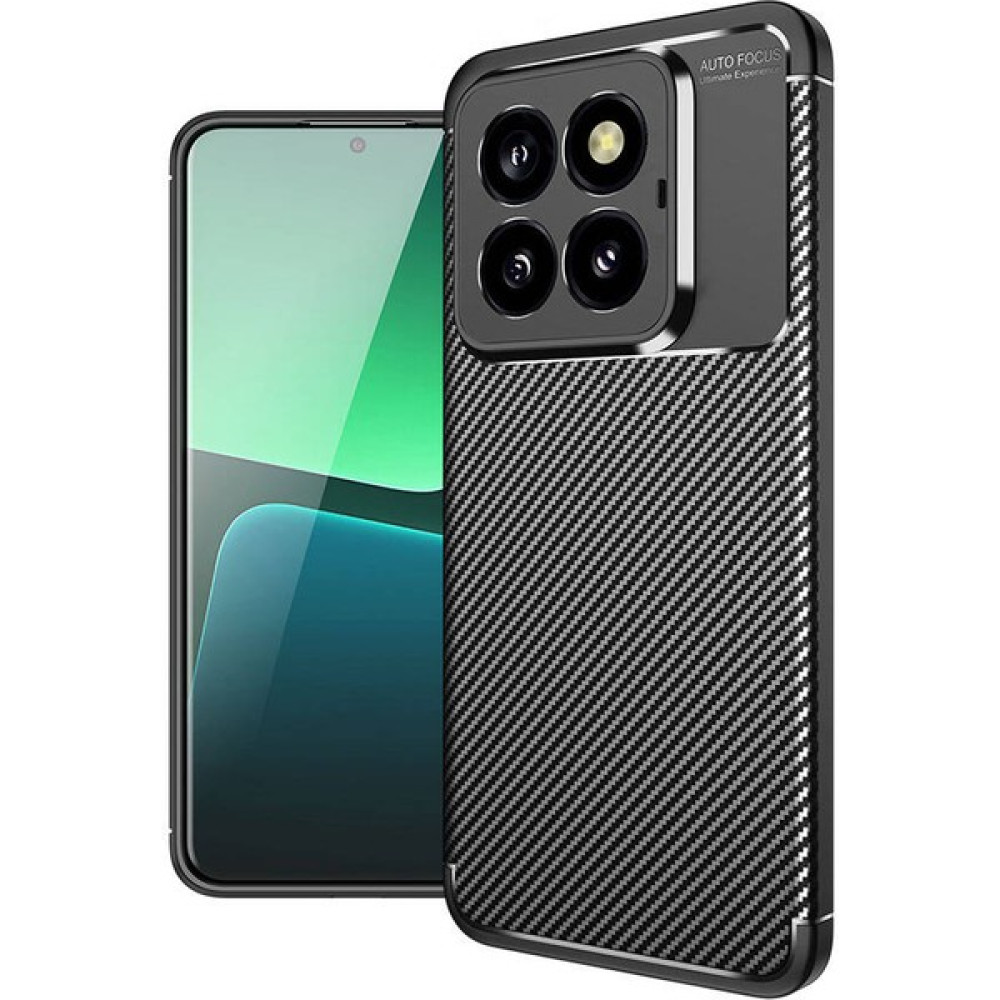 Voyo Xiaomi Mi 14 Pro Karbon Desen Auto Focus Silikon Kılıf - Xiaomi 14 Ultra - Siyah Cep Telefonu Kılıfı Fiyatı
