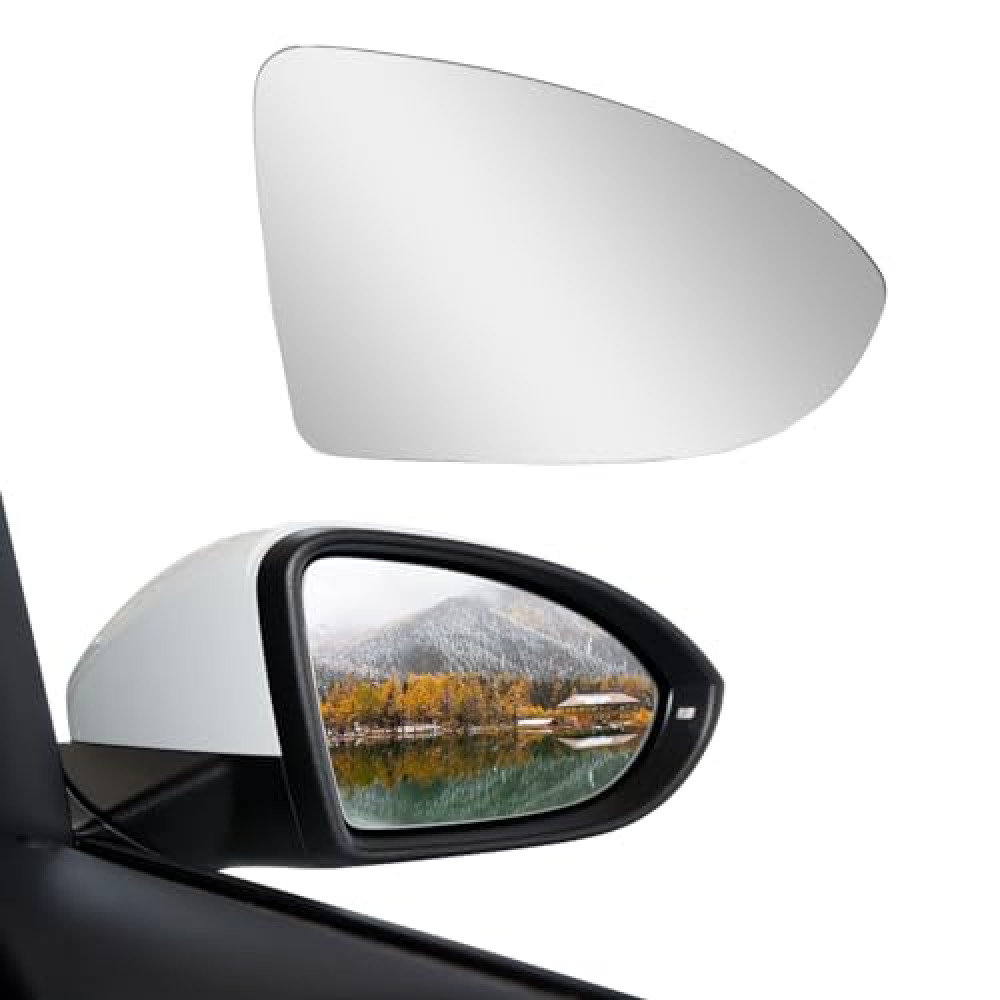 Vrasly Passenger Right Side Heated Mirror Glass Compatible With Volkswagen VW Golf MK7 / 2015-2021 Golf Golf GTI / 2015-2019 Golf R Golf SportWagen / 2017-2019 Golf Alltrack / 2019-2021 Jetta