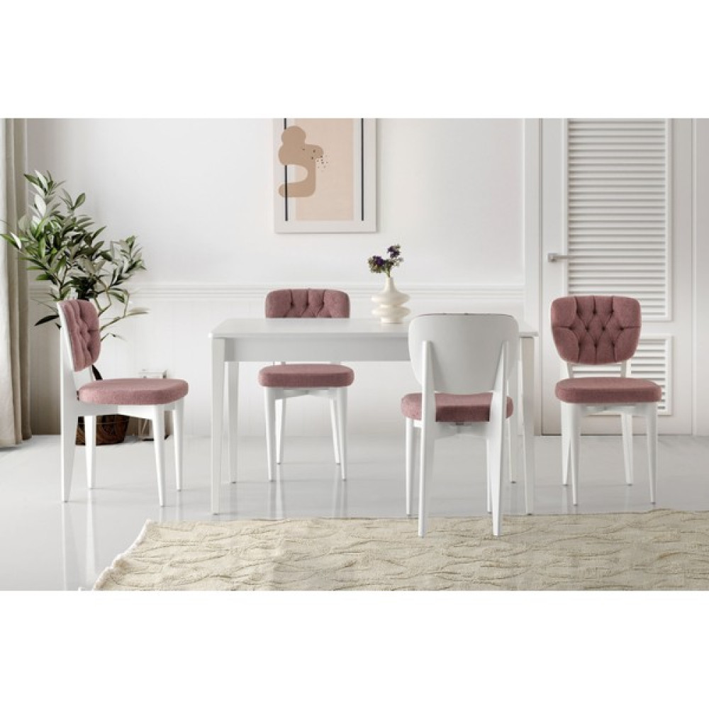 VRL Vario Mutfak Cafe Masası Perla Metal Sandalye Takımı - Beyaz - 135x75 Masa - Sandalye Seti / Takımı Fiyatı