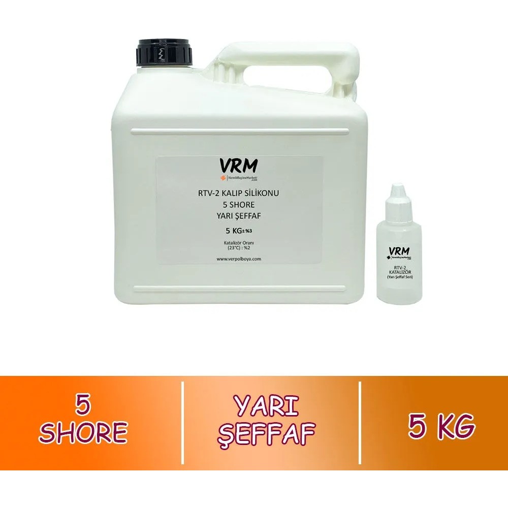 VRM Vernikrecinemarketi Rtv-2 Yarı Şeffaf - Ekstra Yumuşak Kalıp Silikonu - 5 kg Diğer Fiyatı