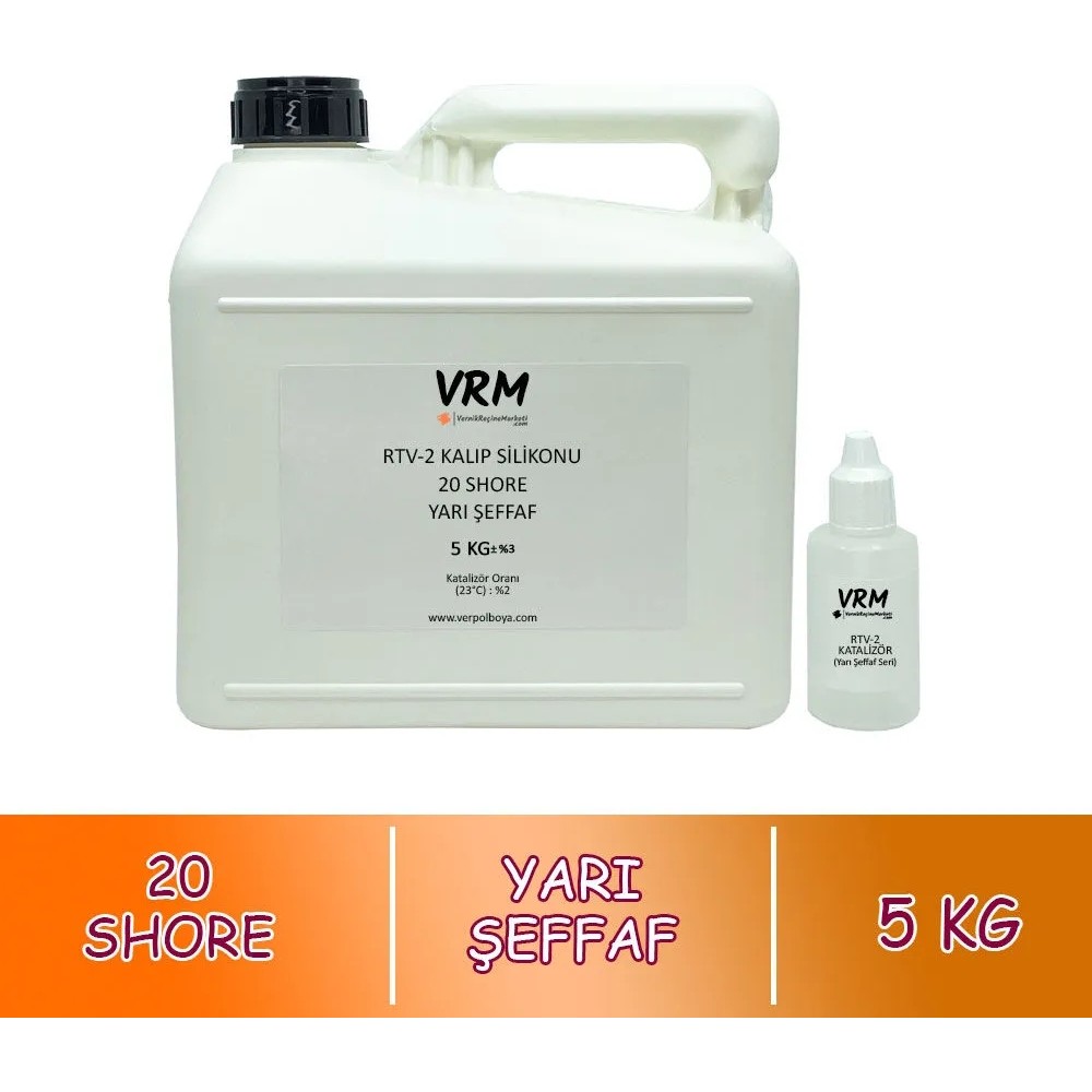 VRM Vernikrecinemarketi Rtv-2 Yarı Şeffaf - Kalıp Silikonu (20 Shore) 5 kg Boya Malzemeleri Fiyatı