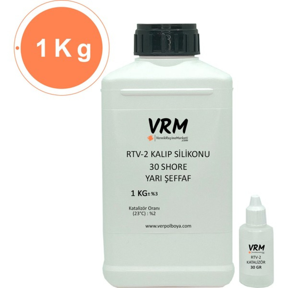 VRM Vernikrecinemarketi Rtv-2 Yarı Şeffaf - Sert Kalıp Silikonu (30 Shore) -1 kg - 1 kg Boya Malzemeleri Fiyatı