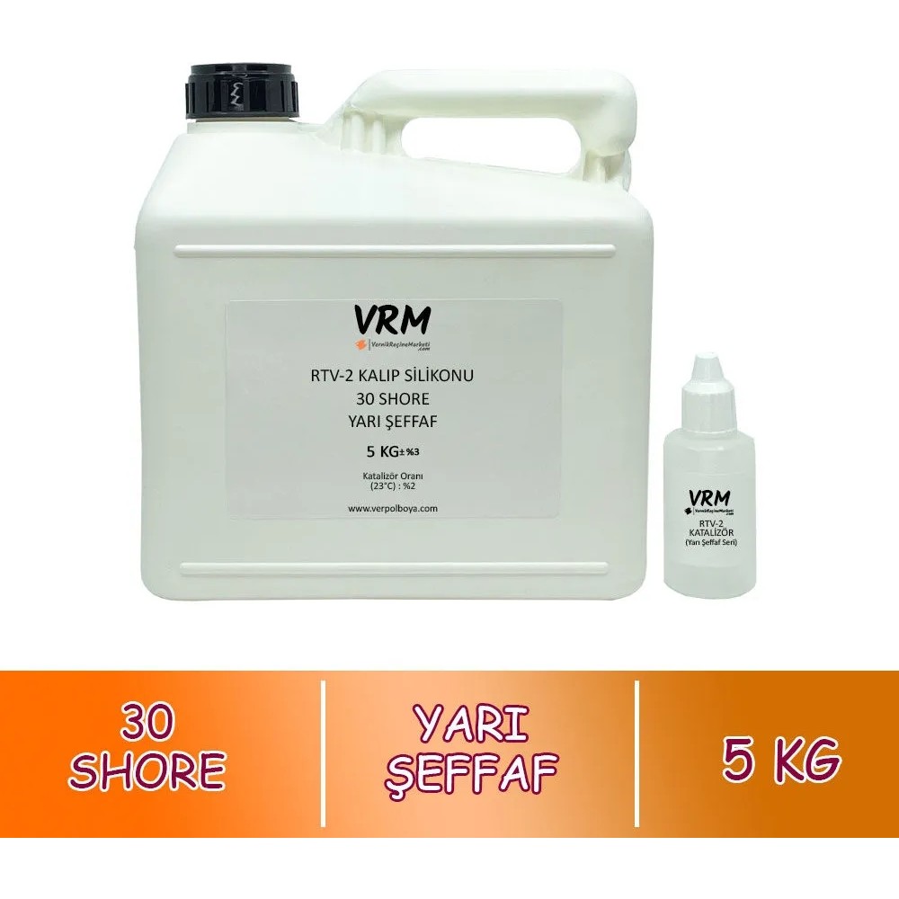 VRM Vernikrecinemarketi Rtv-2 Yarı Şeffaf - Sert Kalıp Silikonu (30 Shore) - 5 kg Boya Malzemeleri Fiyatı