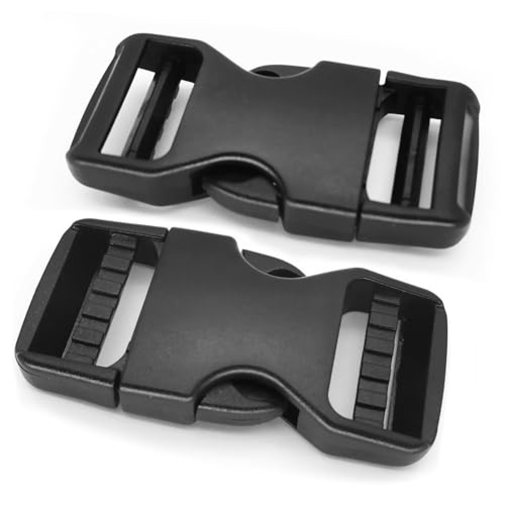 VTACOUTV Plastic Buckle for 1 inch/25mm Nylon Webbing Straps,2PCS Quick Side Release Buckles Dual Adjustable Heavy Duty for Backpack Boat Cover Luggage Strap Pet Collar Replacement(1'' Buckle Black)
