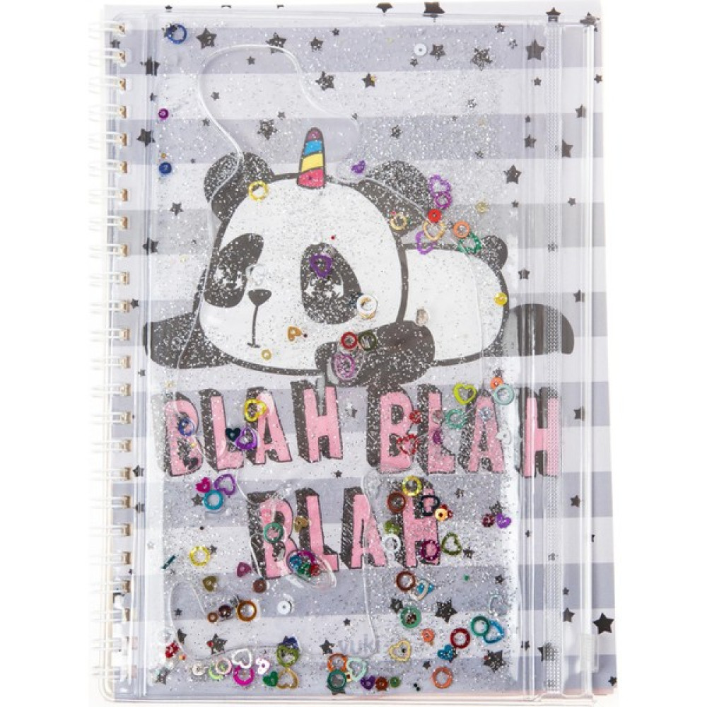 Vuki A5 Boy Simli ve Sulu Şeffaf Kalemlikli Defter Panda - Gri Not Defteri & Bloknot Fiyatı