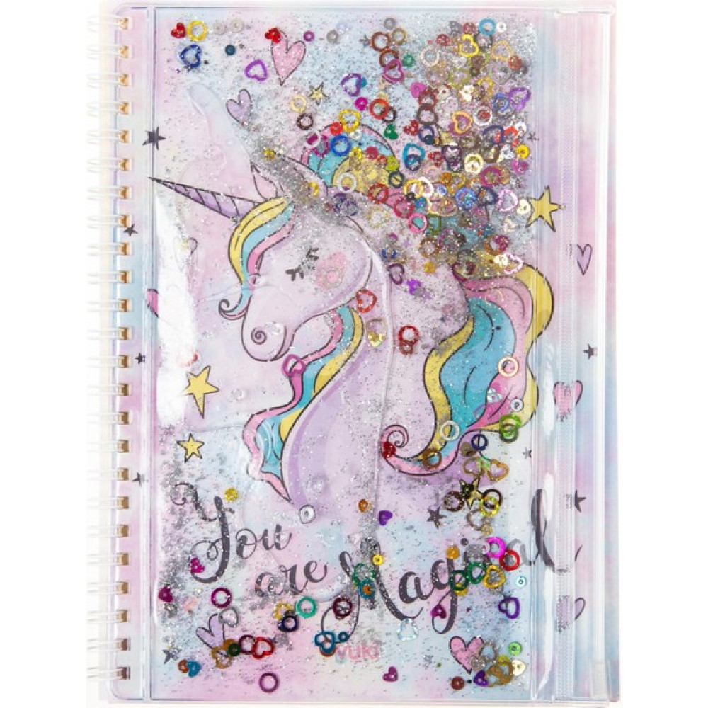 Vuki A5 Boy Simli ve Sulu Şeffaf Kalemlikli Defter Unicorn - Pembe Not Defteri & Bloknot Fiyatı