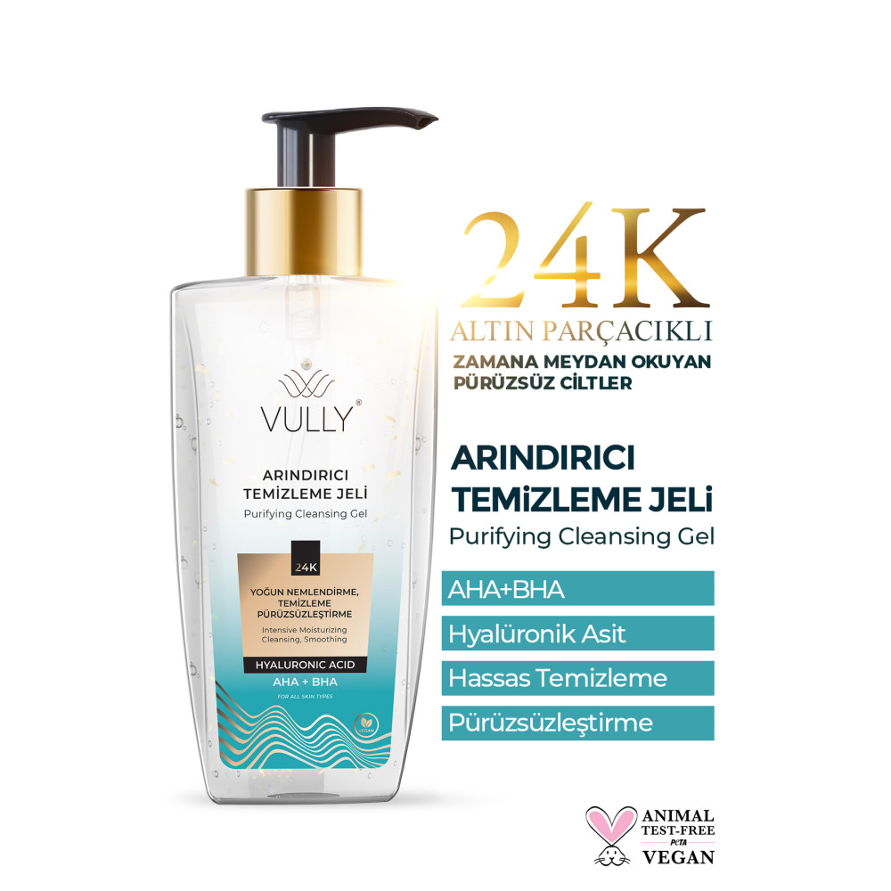 VULLY 24k Altın Parçacıklı Arındırıcı Nemlendirici Gözenek Sıkılaştırıcı Yüz Temizleme Jeli 200 Ml Cilt Temizleme ve Peeling Fiyatı