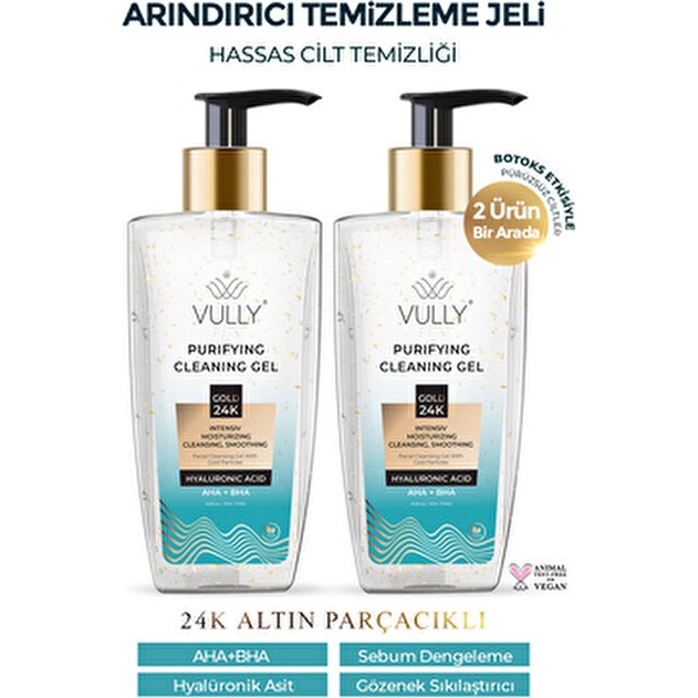 Vully 24K Altın Parçacıklı Arındırıcı Yüz Temizleme Jeli 200 ml Tüm Cilt Tipleri İçin AHA-BHA Etkisi Diğer Fiyatı