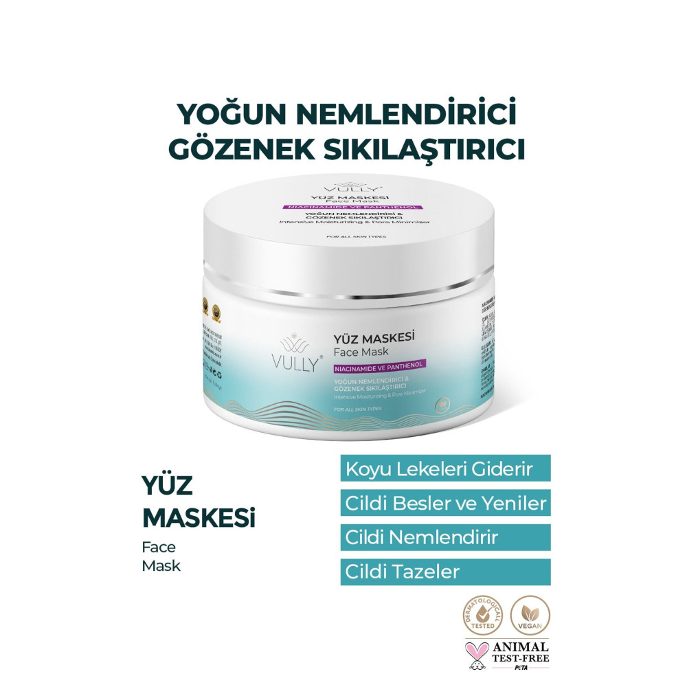 VULLY Gözenek Sıkılaştırıcı Ve Yoğun Nemlendirici Yüz Maskesi 150 Ml (nıacınamıde - Panthenol) Cilt ve Yüz Bakımı Fiyatı