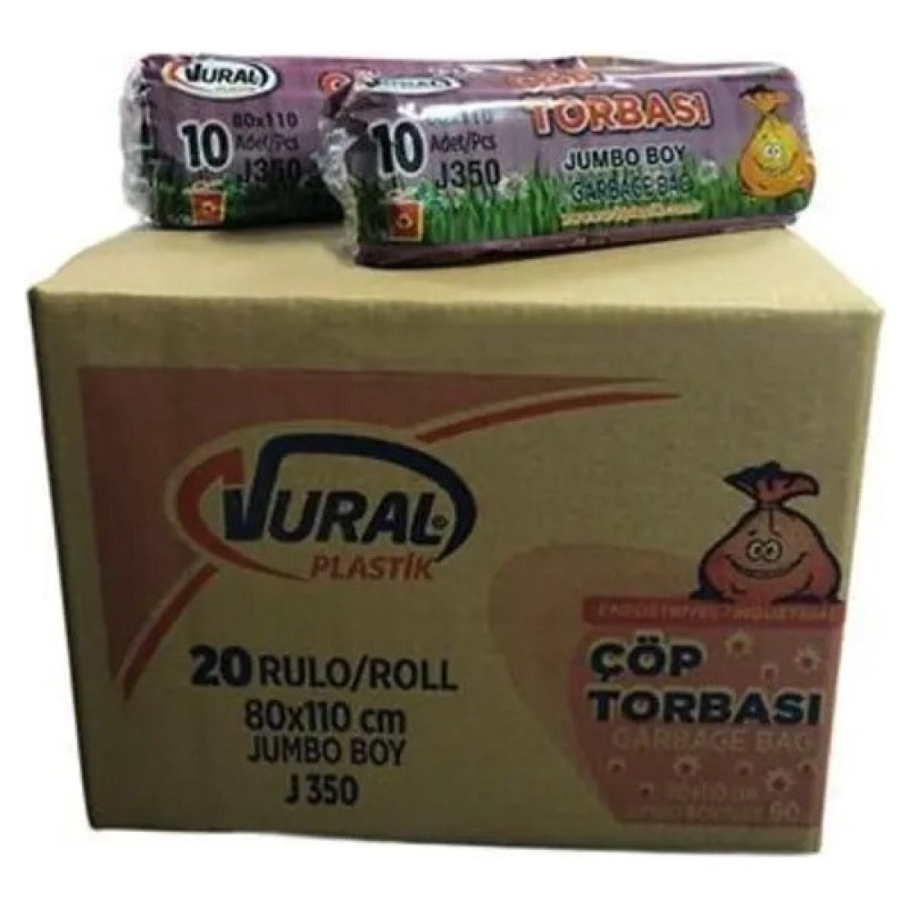 Vural Endüstriyel Jumbo Çöp Torbası 80*110 cm 350 gr Siyah 10 Lu 20 Paket - V Çöp Poşetleri Fiyatı