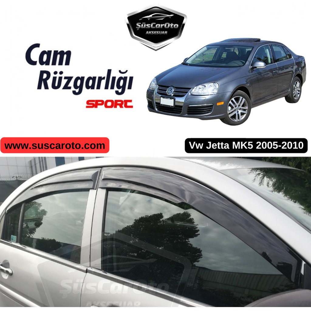 Vw Jetta Mk5 2005-2010 Uyumlu Mugen Cam Rüzgarlığı Seti Piano Black 4'lü Ithal Oto Rüzgarlıkları Fiyatı