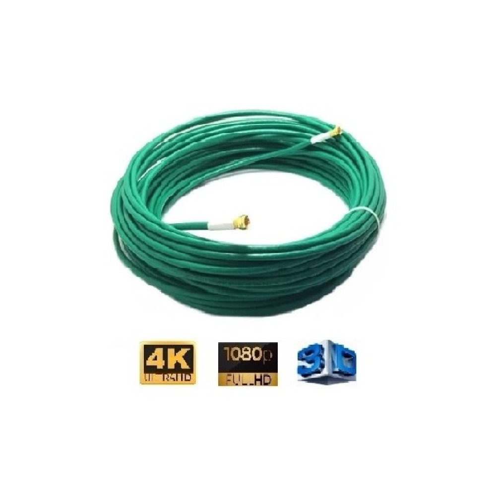 Vwin 50 Metre 64 Tel Rg6/u4 Gold Uçlu Anten Kablosu 3D 4K Fullhd 1080 Tak Kullan - Yeşil - 50 m Uydu Kablosu Fiyatı