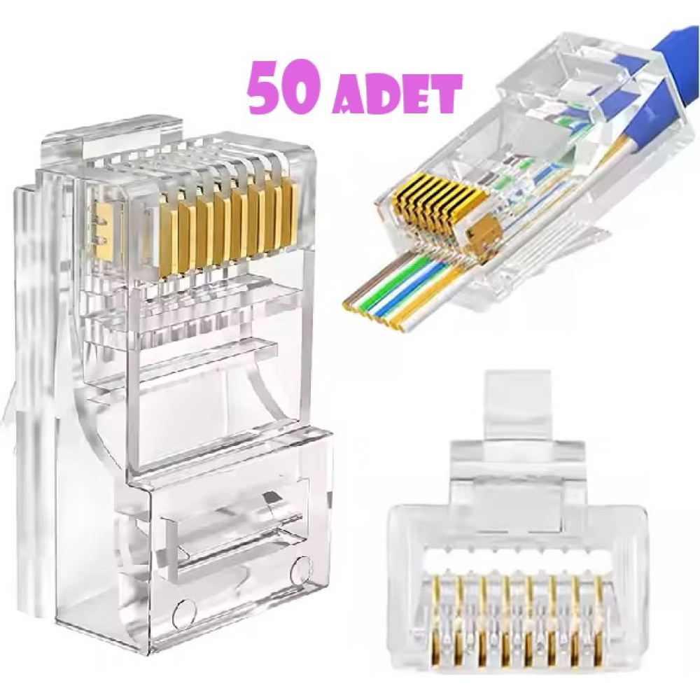 Vwin Yeni Nesil Açık Uçlu (Delikli) Cat6 Ez RJ45 Konnektör Utp Jack 8p/8c Soket (50 Adet) Network Aksesuarları Fiyatı