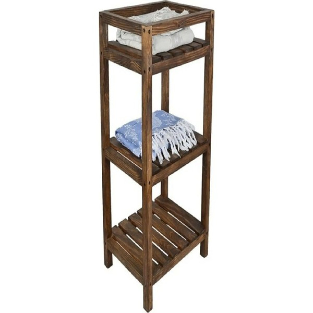 W & S Woody Sharky Ahşap 3 Katlı Dekoratif Banyo Etejer Dolap Banyo Dolabı - Ceviz Banyo Dolabı / Mobilyası Fiyatı