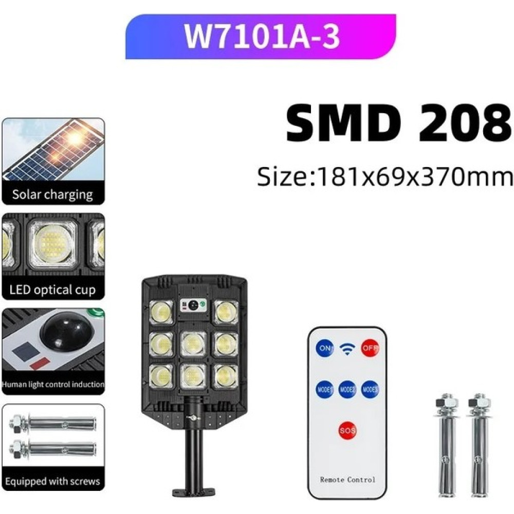 W7101A-3 Lm Güneş Enerjili Sokak Lambası Hareket Sensörlü LED Güneş Projektör Işıkları Akşam Karanlığından Şafak Vakti Açık IP66 Su Geçirmez LED Gü... Armatür Fiyatı
