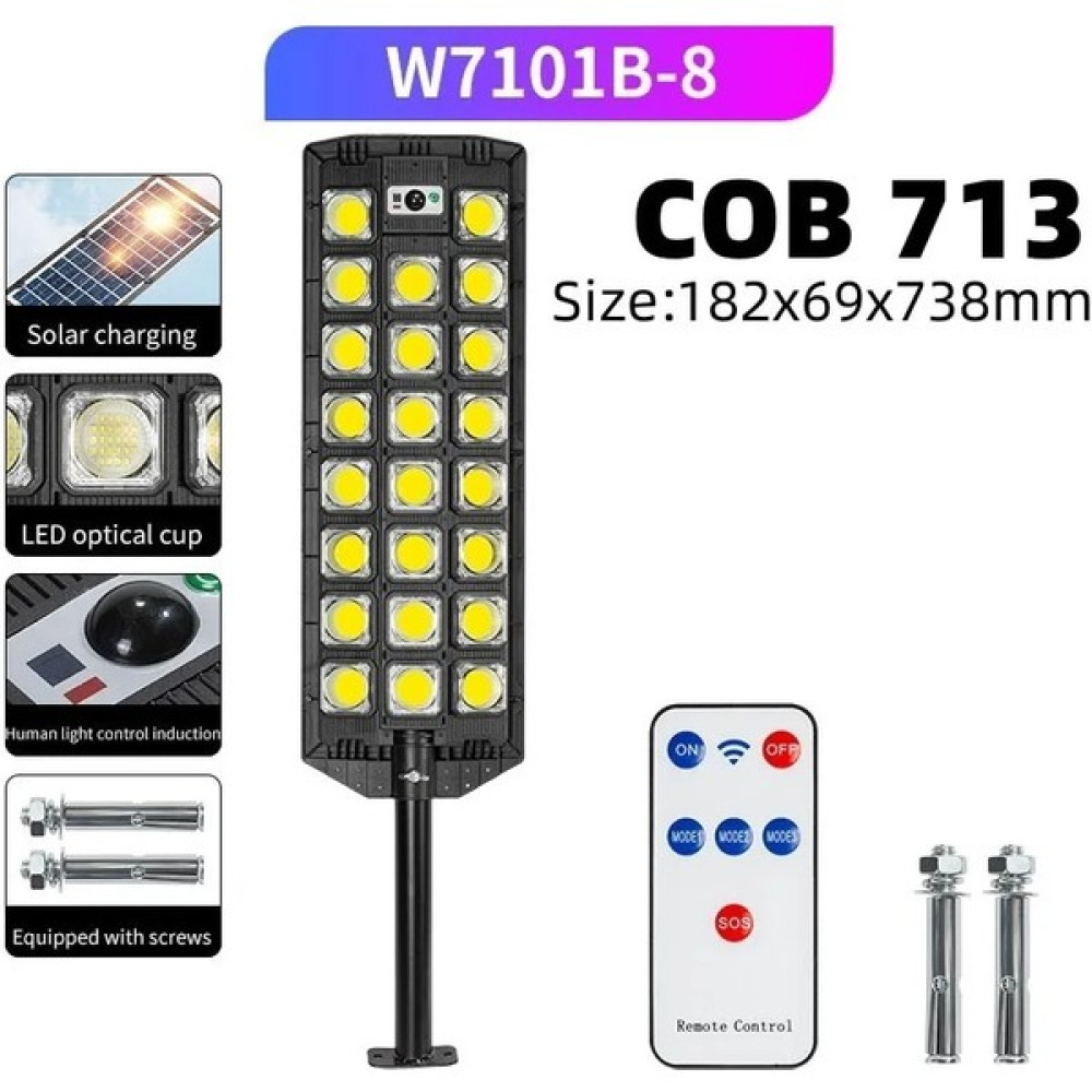 W7101B-8 Lm Güneş Enerjili Sokak Lambası Hareket Sensörlü LED Güneş Projektör Işıkları Akşam Karanlığından Şafak Vakti Açık IP66 Su Geçirmez LED Gü... Armatür Fiyatı